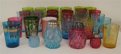 Appraisal: Group of bohemian and colored glass tumblers together with two