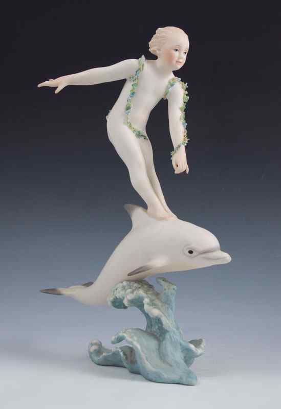 Appraisal: CYBIS PORCELAIN ''ARION THE DOLPHIN RIDER'' Signed by Jean Cousteau