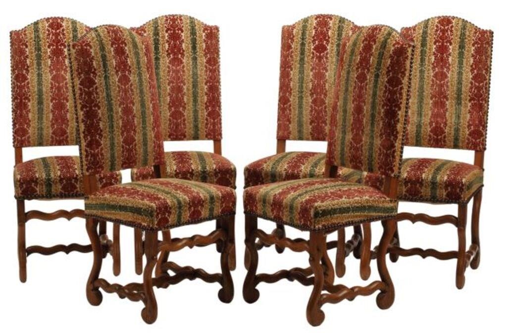 Appraisal: lot of Louis XIV style upholstered dining chairs approx h