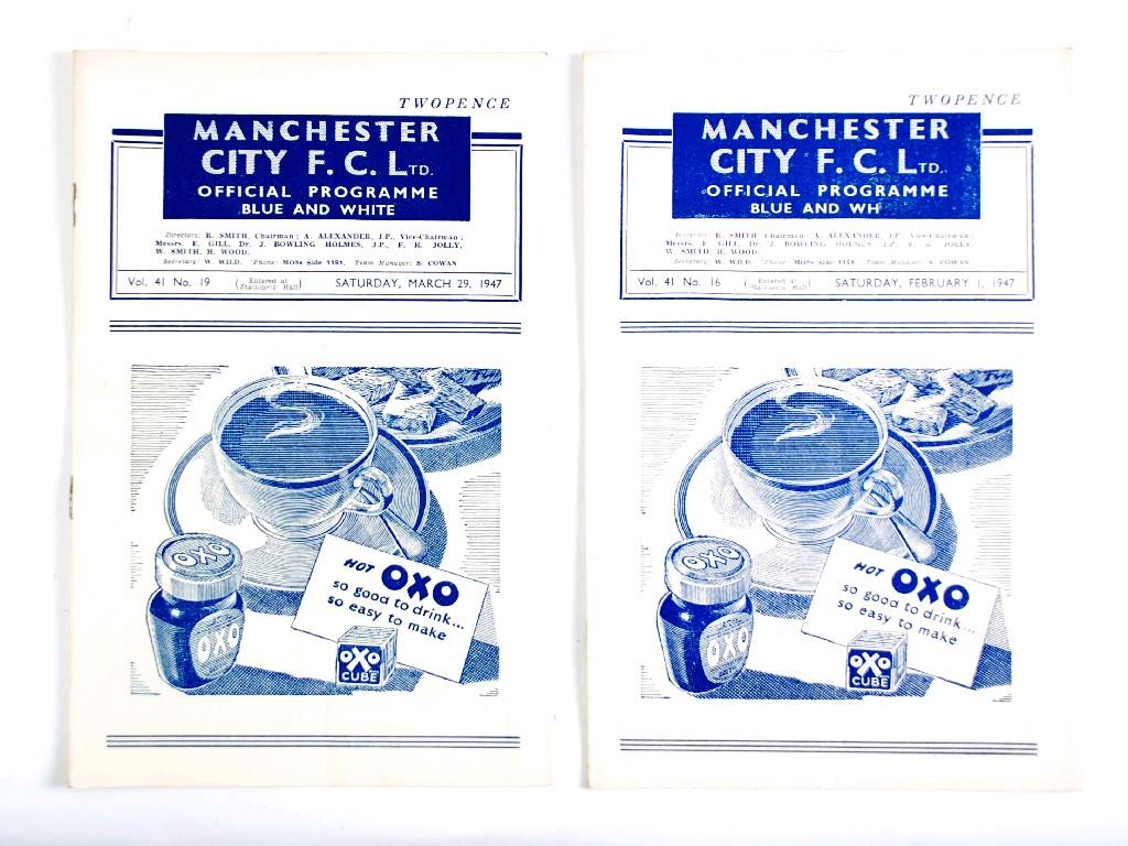 Appraisal: TWO MANCHESTER CITY FOOTBALL PROGRAMMES V SPURS AND NOTTINGHAM FOREST