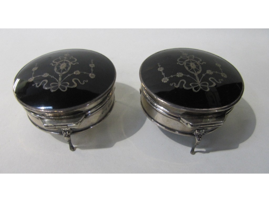 Appraisal: Matched pair of silver and tortoiseshell jewel boxes Birmingham