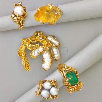 Appraisal: ARTHUR KING AND OTHER FREEFORM GOLD JEWELRY k gold and