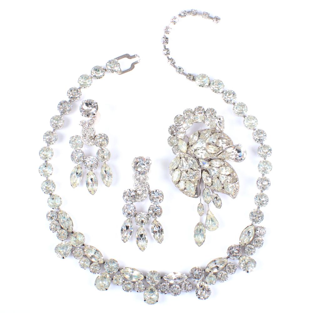 Appraisal: EISENBERG PC ELEGANT DIAMANTE GROUP CHANDELIER EARRINGS WITH DROP MARQUISE