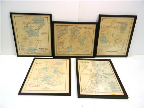 Appraisal: Five Atlas Maps of towns in Washington County Rhode Island