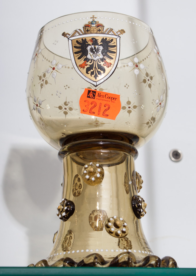 Appraisal: German Neo-Renaissance smoked glass stem in H Condition Manufacturing flaw