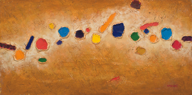 Appraisal: KIM WHANKI Korean American - Abstraction oil and sand on