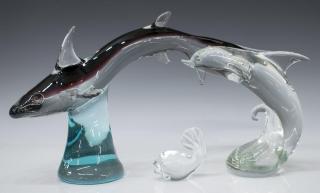 Appraisal: MURANO ART GLASS SHARK DOLPHIN FISH lot of Murano art