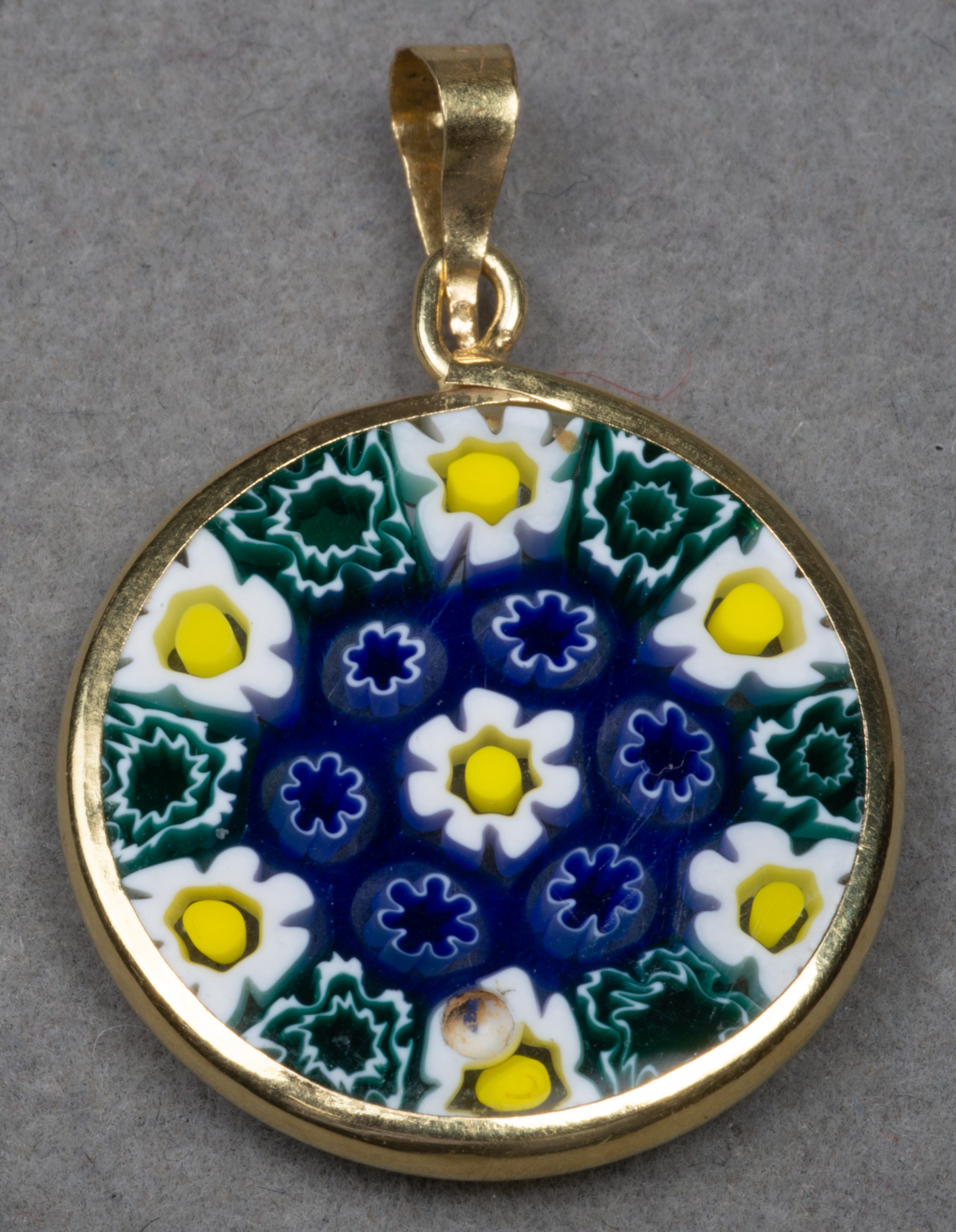 Appraisal: ITALIAN K YELLOW GOLD VENETIAN GLASS PENDANT Vintage Italian K