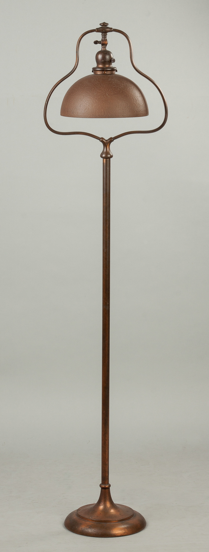 Appraisal: Handel Floor Lamp Brown cased chipped ice shade signed Handel