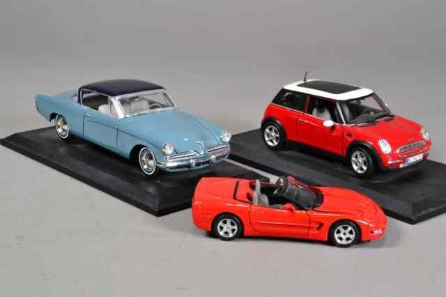 Appraisal: Detailed Model CarsTo include one Mini-Cooper one Chevrolet Corvette and