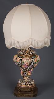 Appraisal: Capodimonte Figural Lamp Capo-di-Monte handpainted figural lamp accented on ornate