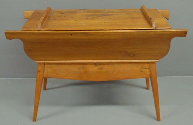 Appraisal: Pine dough box th c with square tapered legs h