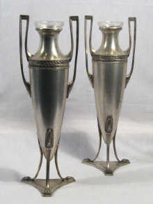 Appraisal: A pair of silver plated vases in the Secessionist style