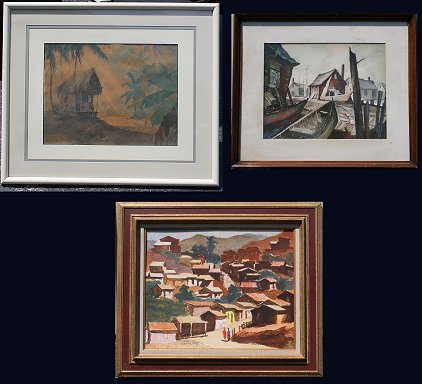 Appraisal: HENRY William American th C pieces to include Hillside Village