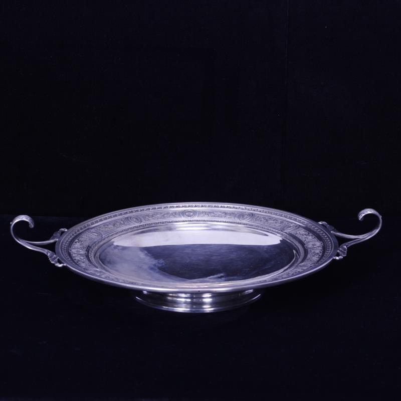 Appraisal: International sterling silver Wedgwood pedestal bowl with handles Decorative border