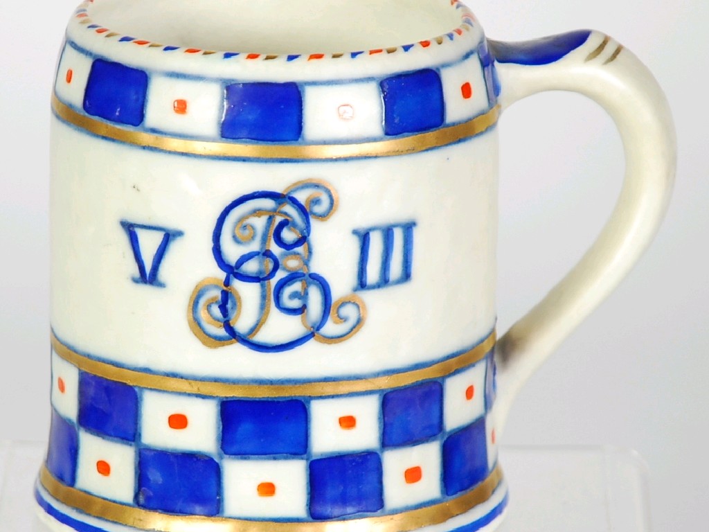 Appraisal: CROWN DUCAL ROYAL COMMEMORATIVE POTTERY PINT MUG decorated in colours