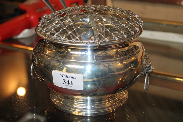 Appraisal: A SILVER ROSE BOWL of circular form on pedestal foot