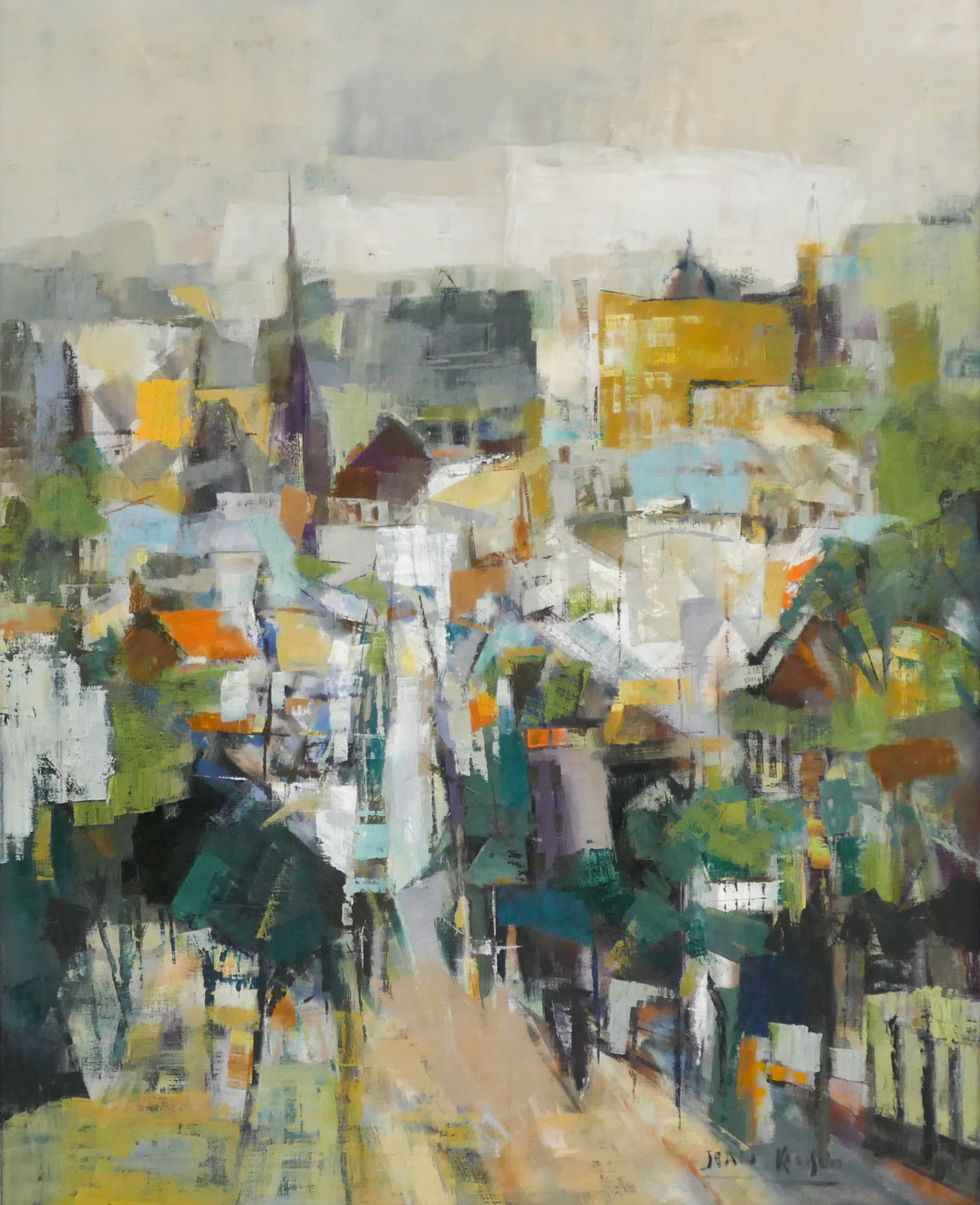 Appraisal: Jean Kalisch th Cent American ''Cityscape'' Oil on Canvas ''x