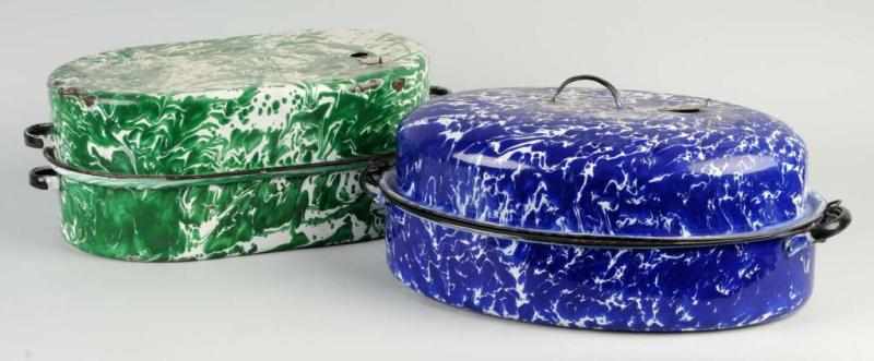 Appraisal: Lot of Graniteware Roasting Pans Description Includes one cobalt blue