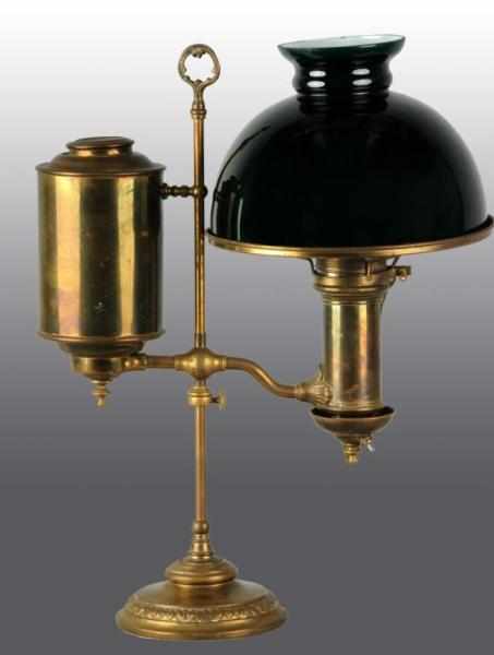 Appraisal: Brass Student Lamp Description Circa With large oil canister Also