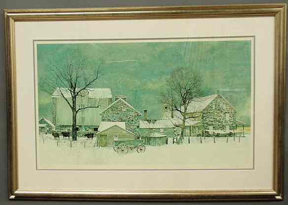 Appraisal: Framed and matted Peter Sculthorpe print of a Chester County