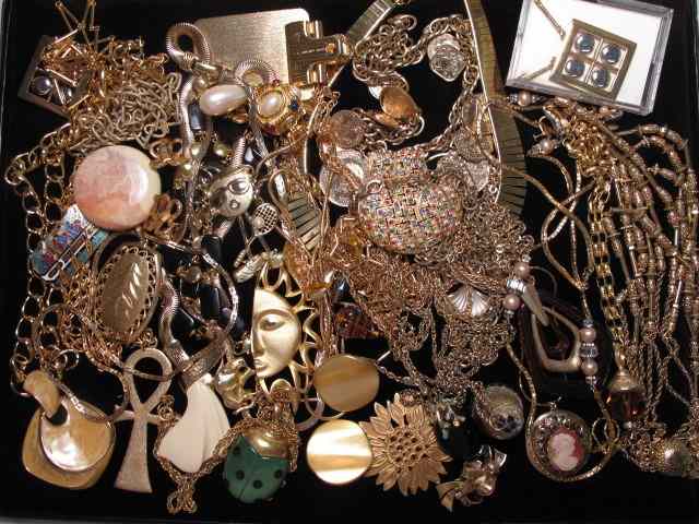 Appraisal: Tray lot of assorted costume jewelry Brands such as Trifari