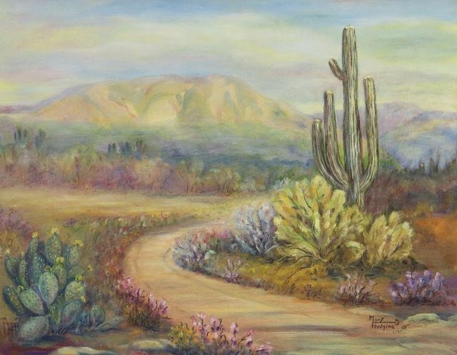 Appraisal: Framed oil on canvas painting Landscape with Cactus signed lower