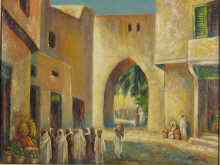 Appraisal: A framed oil on canvas Arab market scene signed ''Russell''