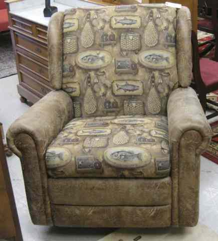 Appraisal: CONTEMPORARY LODGE FURNITURE SWIVEL ROCKER RECLINER Marshfield Furniture Co Marshfield