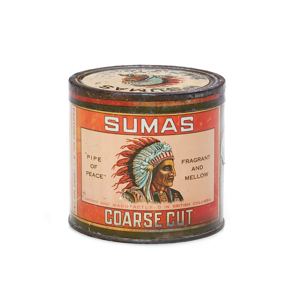 Appraisal: Sumas Pipe of Peace Tobacco Tin Sumas coarse cut Pipe