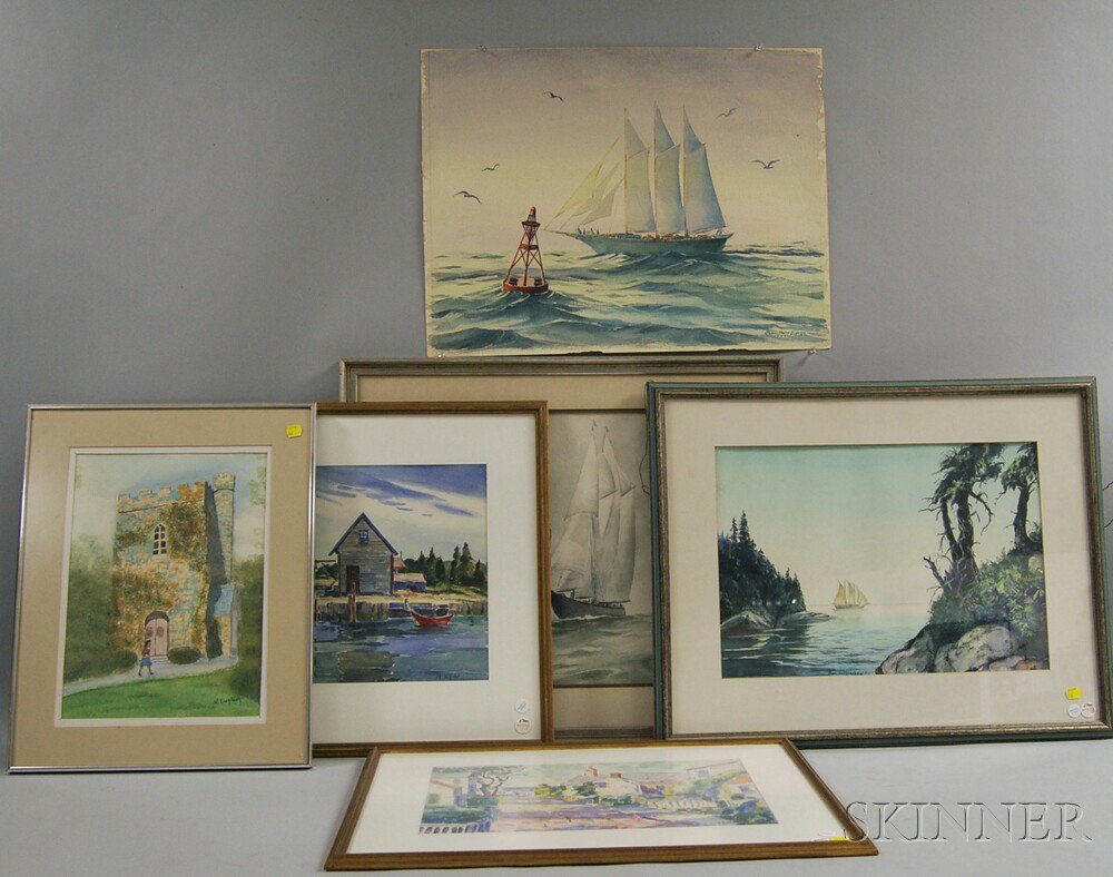 Appraisal: John Dary Aiken American b Five Watercolors three marine scenes