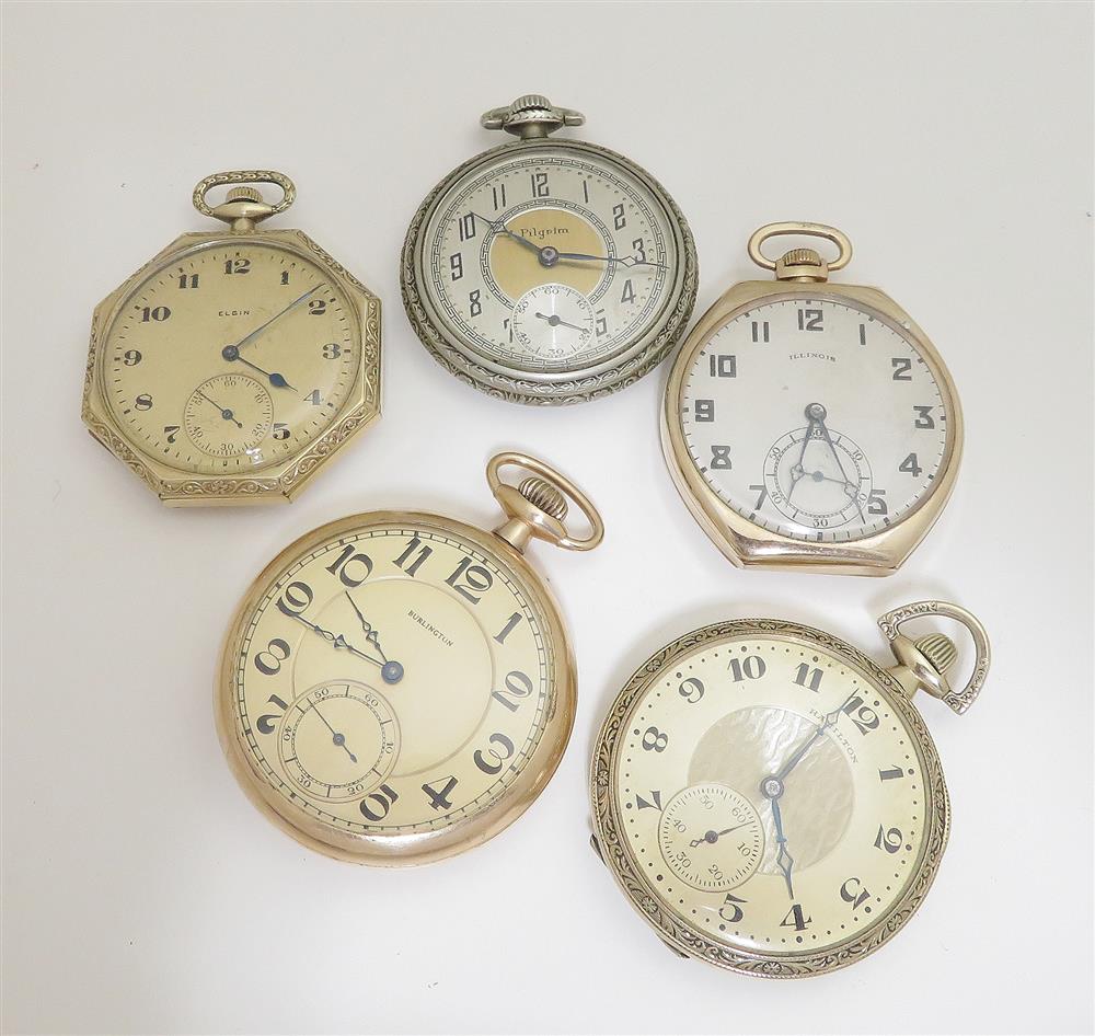 Appraisal: Vintage and antique open-face pocket watches Burlington H Pilgrim H