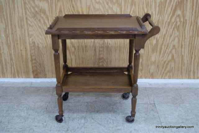 Appraisal: Vintage Walnut Wood Tea - Serving CartThis is a very