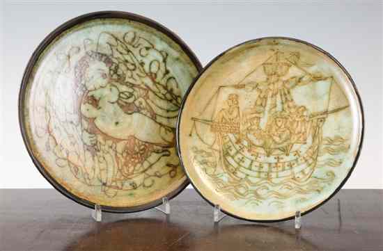 Appraisal: David and Hermia Boyd - two studio pottery plates the