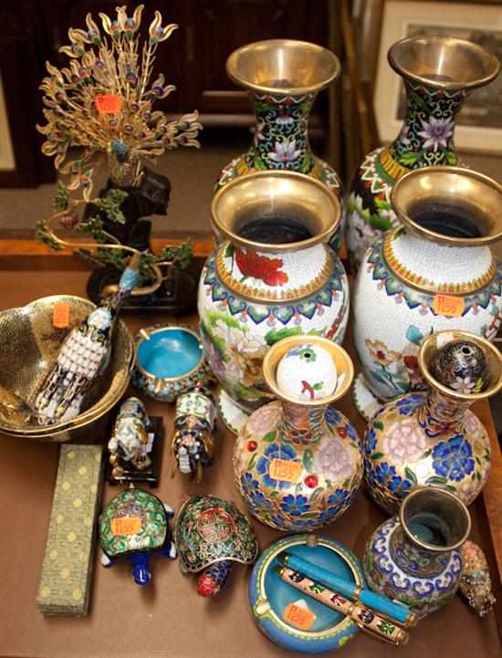 Appraisal: Large assorted of Chinese cloisonne articles including figures vases and