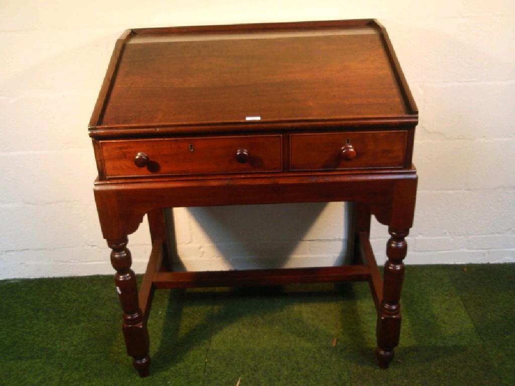 Appraisal: A Victorian mahogany clerk's or schoolmaster's desk on stand