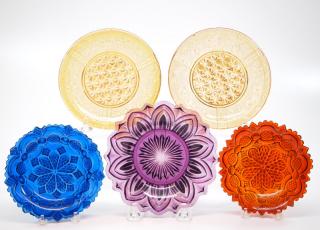 Appraisal: Lacy glass pressed dishes five Five mid th century pressed