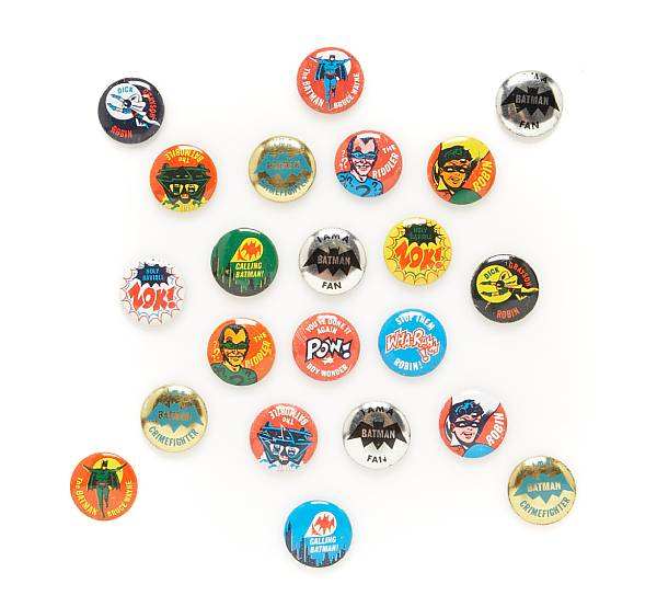 Appraisal: A large collection of vintage lapel buttons from Batman Approximately