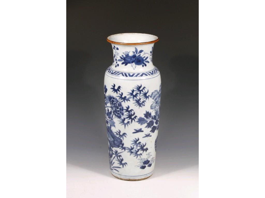 Appraisal: A CHINESE EXPORT BLUE AND WHITE VASE decorated with plants