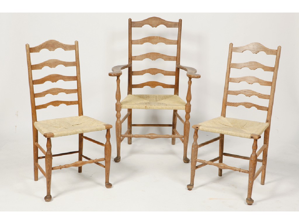 Appraisal: HEALS A SET OF SIX LADDERBACK CHAIRS with five graduated