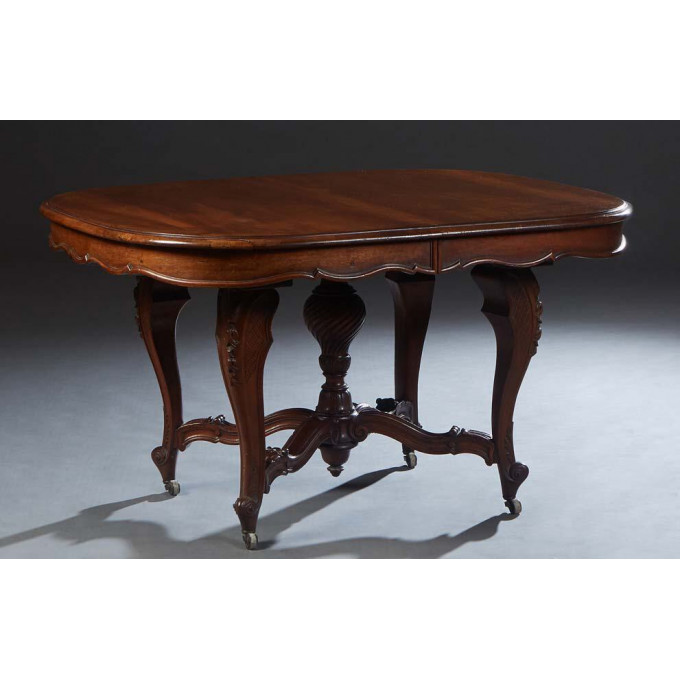 Appraisal: French Louis XV Style Carved Walnut Dining Table early th