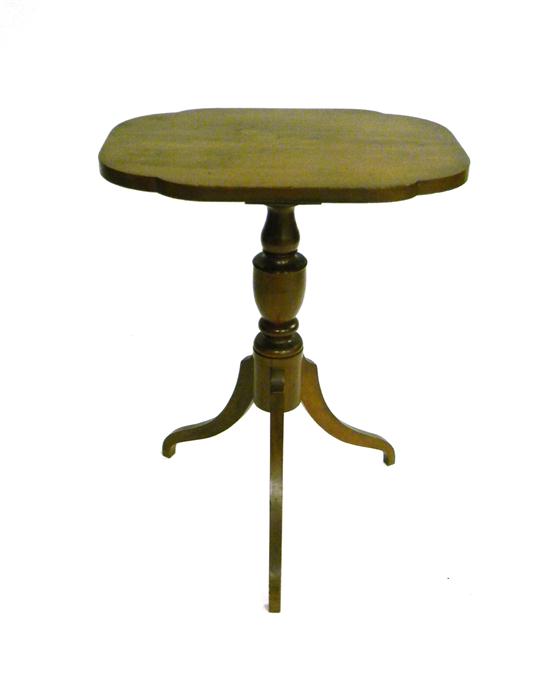 Appraisal: Mahogany Federal tripod stand shaped top with incut corners over