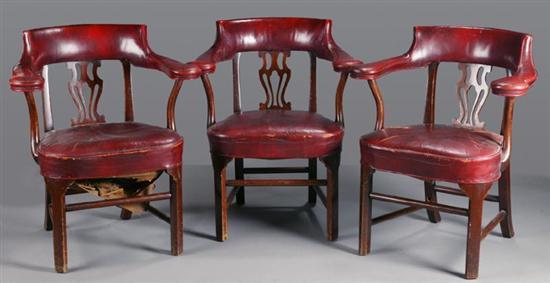 Appraisal: THREE KITTINGER CLUB CHAIRS Kittinger Furniture Company Buffalo New York