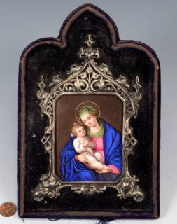 Appraisal: Religious Painted Framed Plaque Gothic framed Royal Vienna plaque of