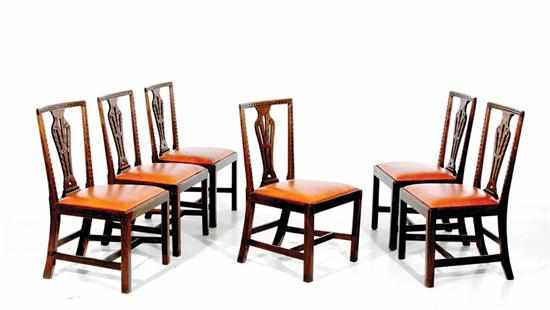 Appraisal: Set of six George III carved mahogany dining chairs late