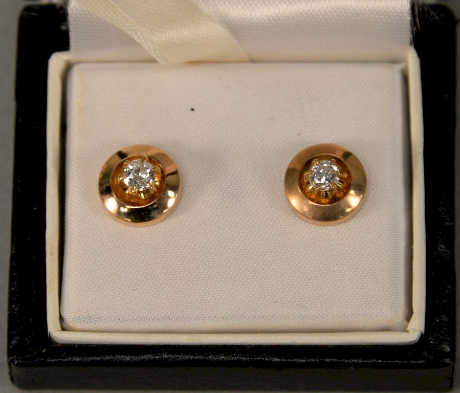 Appraisal: Pair of karat and diamond pierced earrings each diamond approximately