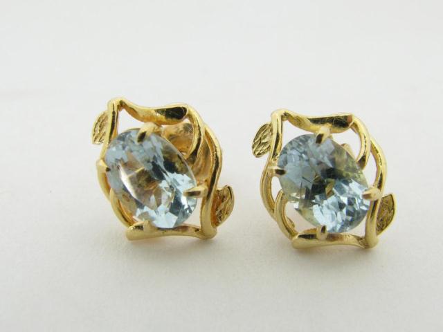 Appraisal: Pair of Lady's k yellow gold pierced earrings each with