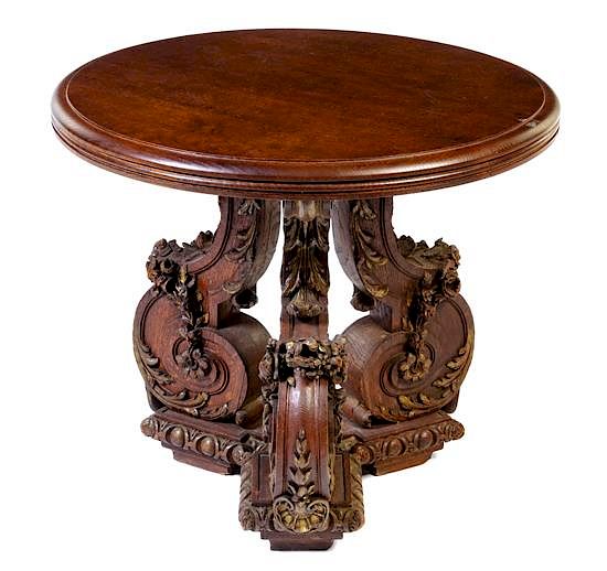 Appraisal: An Italian Carved Oak Table Height x diameter of top