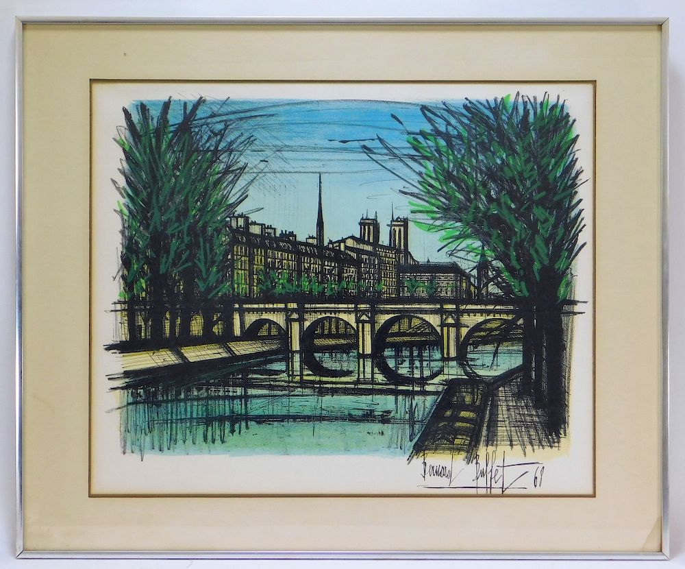 Appraisal: PC Bernard Buffet French Landscape Lithograph France - Includes three