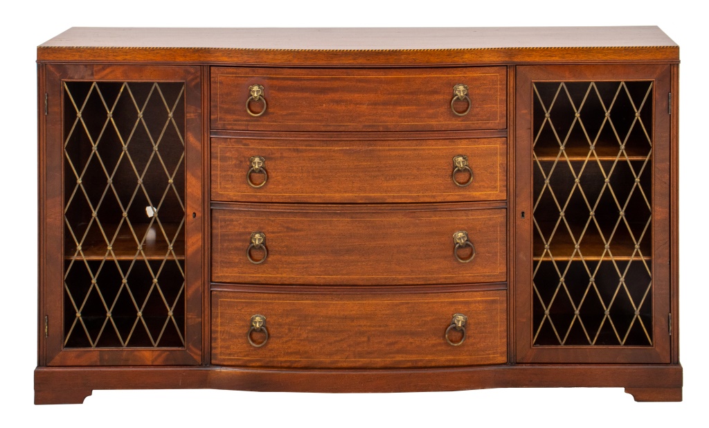 Appraisal: GEORGES III STYLE MAHOGANY CREDENZA SIDEBOARD Georges III Style mahogany